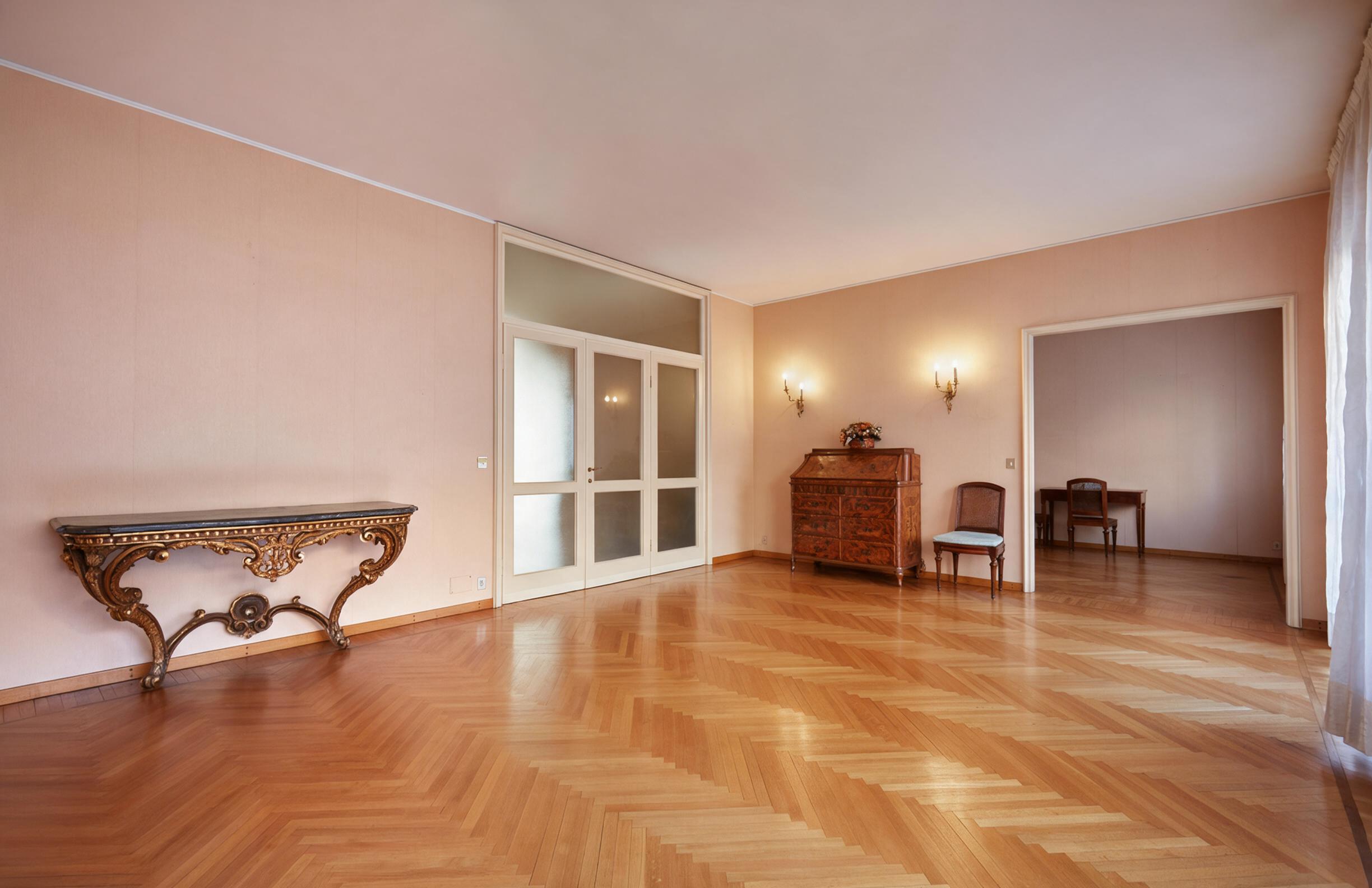 Polished parquet floor